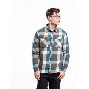 Meatfly pánská košile Hunt 2.0 Premium Blue/Brown | Modrá | Velikost S | 100% bavlna