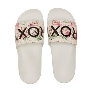 Roxy dámské pantofle Slippy II White/Crazy Pink Print | Bílá | Velikost 8,5 US