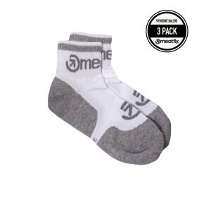 Meatfly ponožky Logo Middle Socks - Triple pack B – White | Bílá | Velikost M