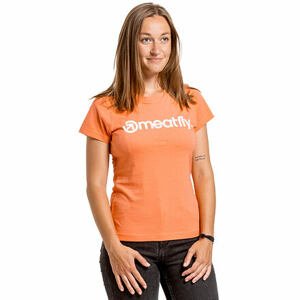 Meatfly dámské tričko Ladies MF Logo Coral | Oranžová | Velikost S | 100% bavlna