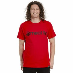 Meatfly pánské tričko MF Logo Bright Red | Červená | Velikost L | 100% bavlna