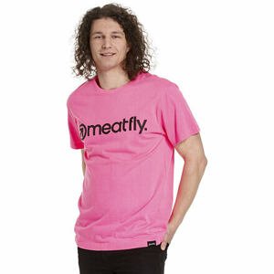 Meatfly pánské tričko MF Logo Neon Pink | Růžová | Velikost XS | 100% bavlna