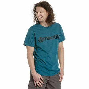 Meatfly pánské tričko MF Logo Petrol Heather | Modrá | Velikost S