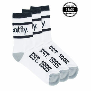 Meatfly ponožky Long Triple Pack White | Bílá | Velikost M