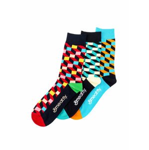 Meatfly ponožky 3D Checkers socks - S19 Triple pack | Mnohobarevná | Velikost S/M