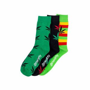 Meatfly ponožky Ganja Green socks - S19 Triple pack | Mnohobarevná | Velikost L/XL