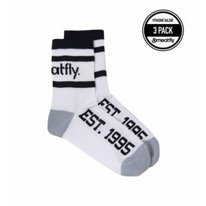 Meatfly ponožky Basic Long Socks - Triple pack B – White | Bílá | Velikost S