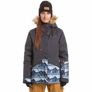 Meatfly snowboardová bunda Athena E - Ebony Stripe Landscape Blue | Šedá | Velikost S
