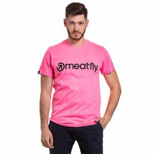 Meatfly tričko Logo 20 D - Neon Pink | Velikost XL